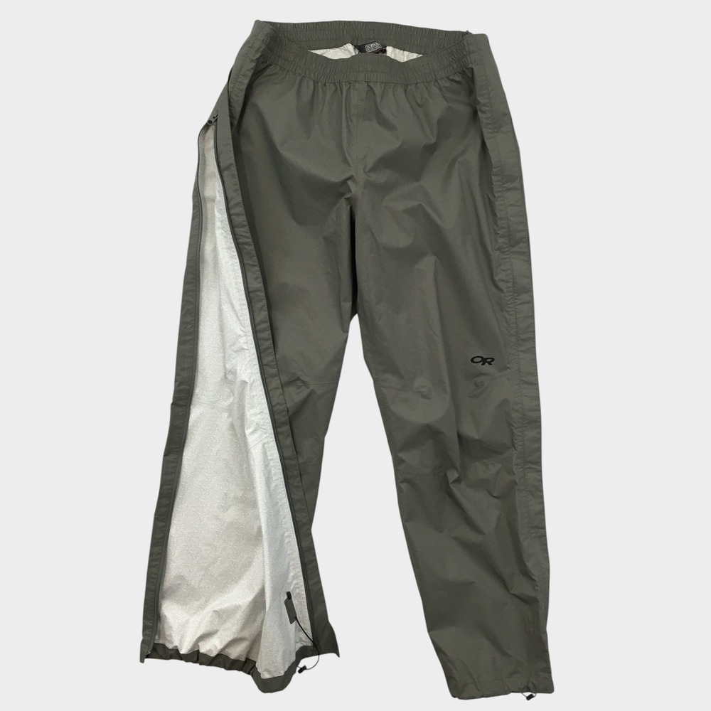 Outdoor Research Apollo Rain Pants Gray Green Ventia Waterproof Shell Mens XL